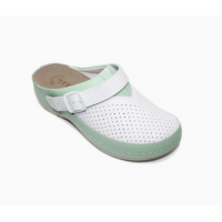 Сабо женские модельные с зеленой отделкой